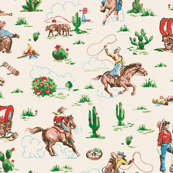 Unbranded Cowgirls Multi-Colored Wallpaper Sample