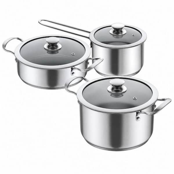 6-Piece Stainless Steel Pots and Pans Set, Soup Pot Sets Nonstick Kitchen Induction Cookware Set