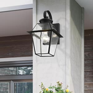 Ainsworth 12.5 in. 1-Light Black Outdoor Hardwired Wall Lantern Sconce with No Bulbs Included