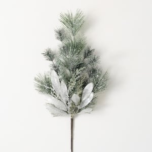 25"H Frosted Snow Pine Spray; Green