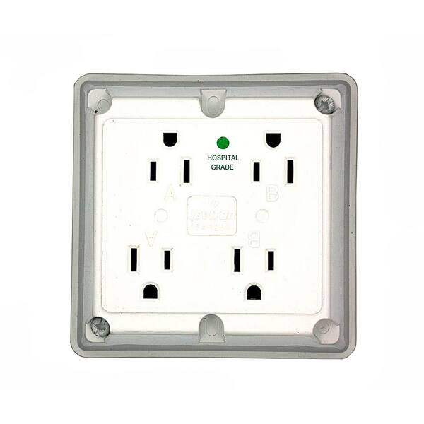 Leviton 15 Amp Hospital Grade Extra Heavy Duty 4-in-1 Grounding Outlet, White