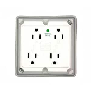 15 Amp Hospital Grade Extra Heavy Duty 4-in-1 Grounding Outlet, White