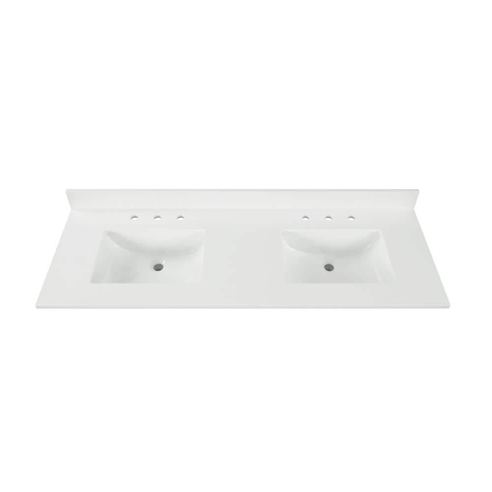 Home Decorators Collection 61 in. W x 22 in D Quartz White Rectangular