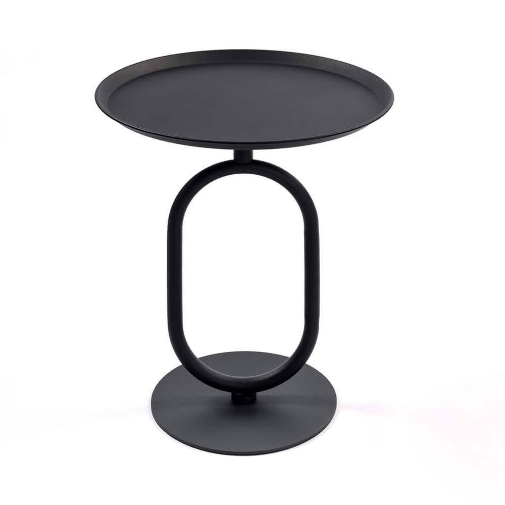 Tenleaf Black Metal 21.3 in. Height Lantern-shaped Outdoor