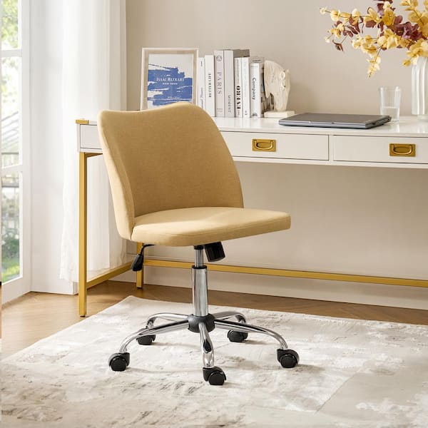 JAYDEN CREATION Javier Tan Modern Upholstery Armless Office Chair with Metal Legs
