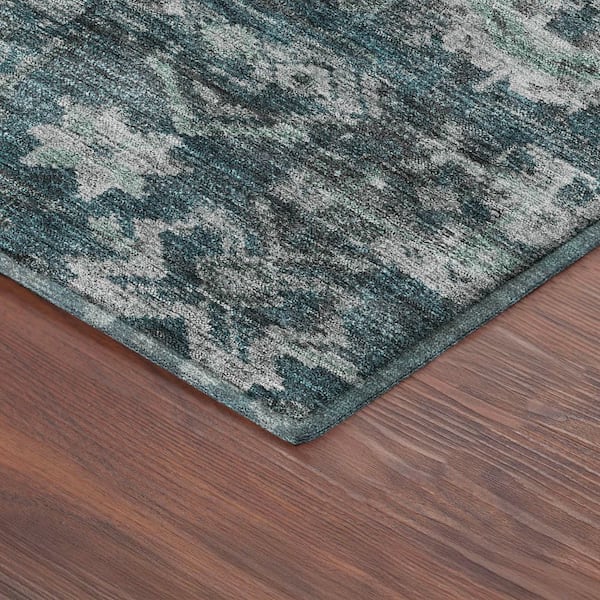 Mayfield Premium Machine Washable Abstract AMF2356 Teal 10 ft. x 14 ft. Area Rug