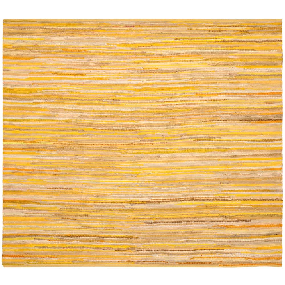 Handmade Multicolor Stripe Wool and Cotton Square Rug 4' x 4'