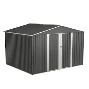 Gray 10 ft. W x 8 ft. D All Weather Outdoor Metal Shed with Double Door and Lockable Doors (80 sq. ft.)