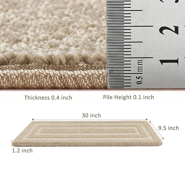 Bullnose Cream Gray Rectangular 9.5 in. x 30 in. x 1.2 in. Polypropylene Carpet Stair Tread Cover Rug Mat Set of 12