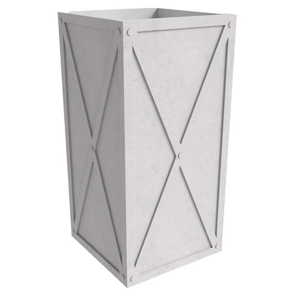 Papyrus 14 in. Wide Fiberstone Rectangular Planter Weather Resistant Modern Clay Pot for Indoor and Outdoor in White