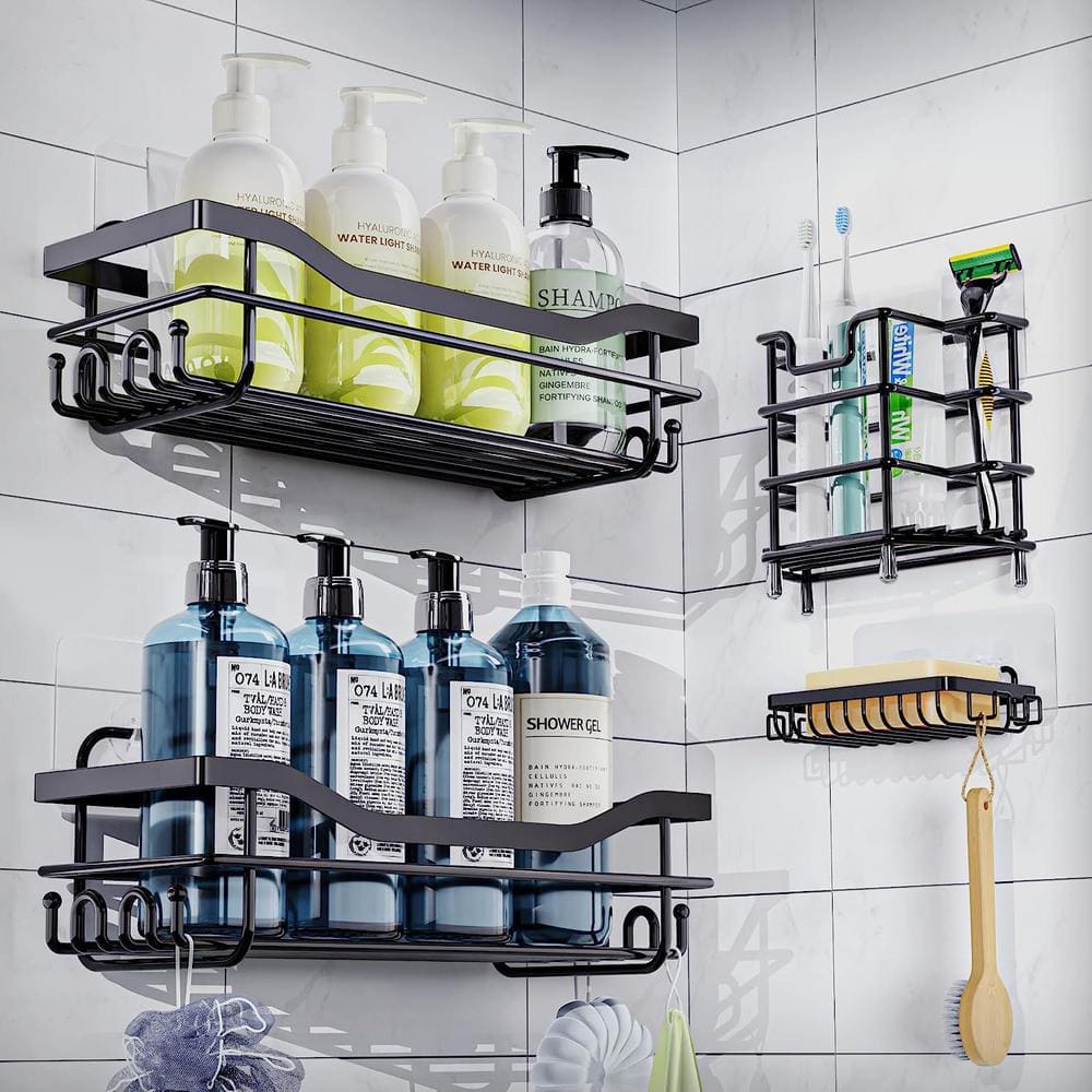Corner Shower Caddy, 6-Pack Adhesive Bathroom Organizer with Soap Holders &  Toothpaste Holders, Shower Organizer, Rustproof Stainless Steel Shower