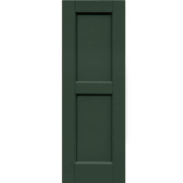 Winworks Wood Composite 12 in. x 35 in. Contemporary Flat Panel Shutters Pair #656 Rookwood Dark Green