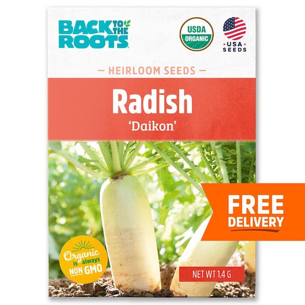 Back to the Roots Organic Radish 'Daikon' Heirloom Vegetable Seeds