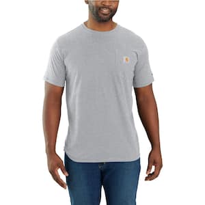 Men's Large Heather Grey Cotton/Polyester Force Relaxed Fit Midweight Short-Sleeve Pocket T-Shirt