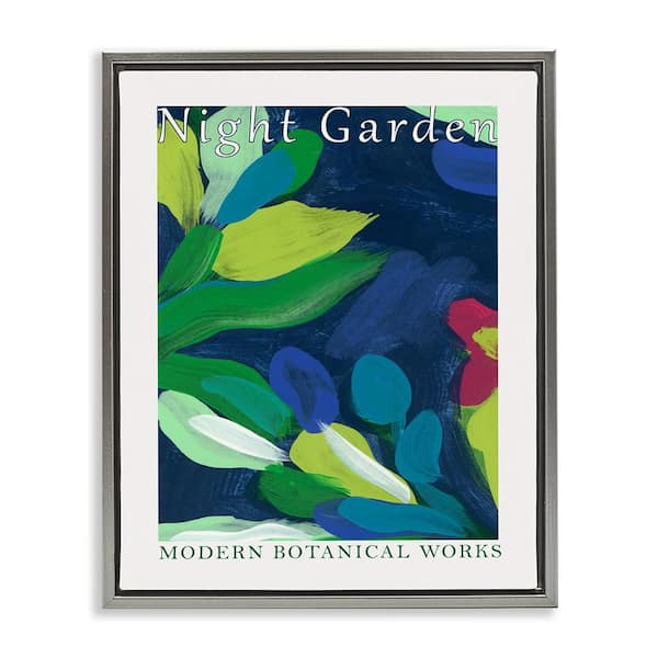 Stupell Industries Modern Botanicals Museum by June Erica Vess Gray Floater Frame Abstract Graphic Art Print 21 in. x 17 in.