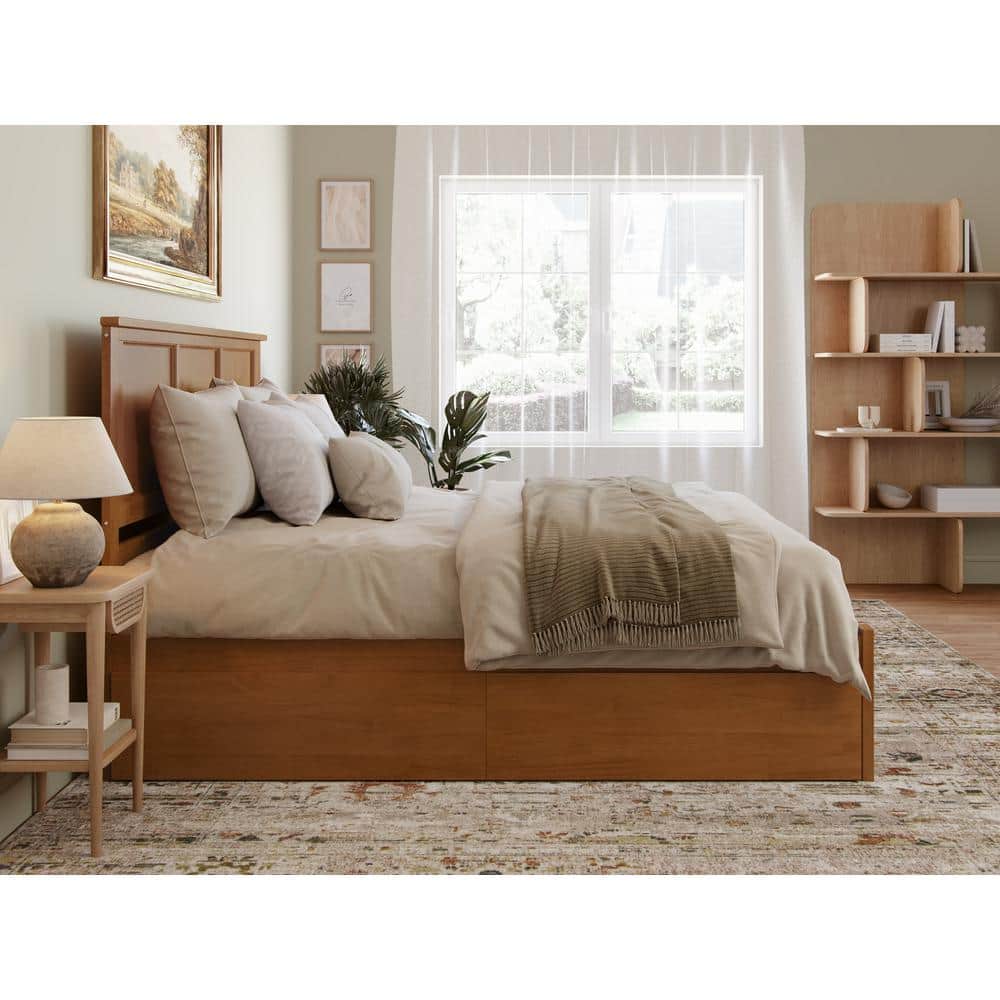 Madison King Light Toffee Wood Platform Bed with Storage Drawers