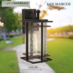 San Marcos 1-Light Sand Coal and Antique Copper Outdoor 18.25 in. Wall Lantern