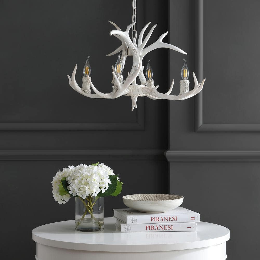 Eldora 27" White Resin Antler Chandelier