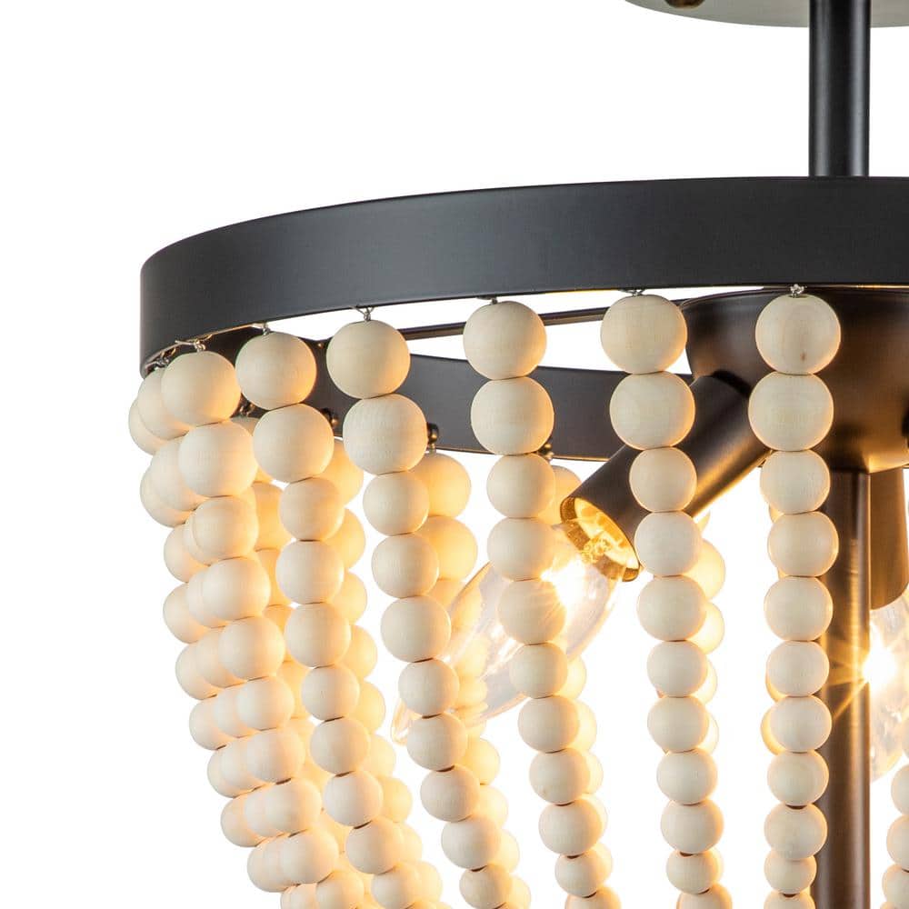 Bohemian Gold and Glass Beaded Dome Semi-Flush Mount Light
