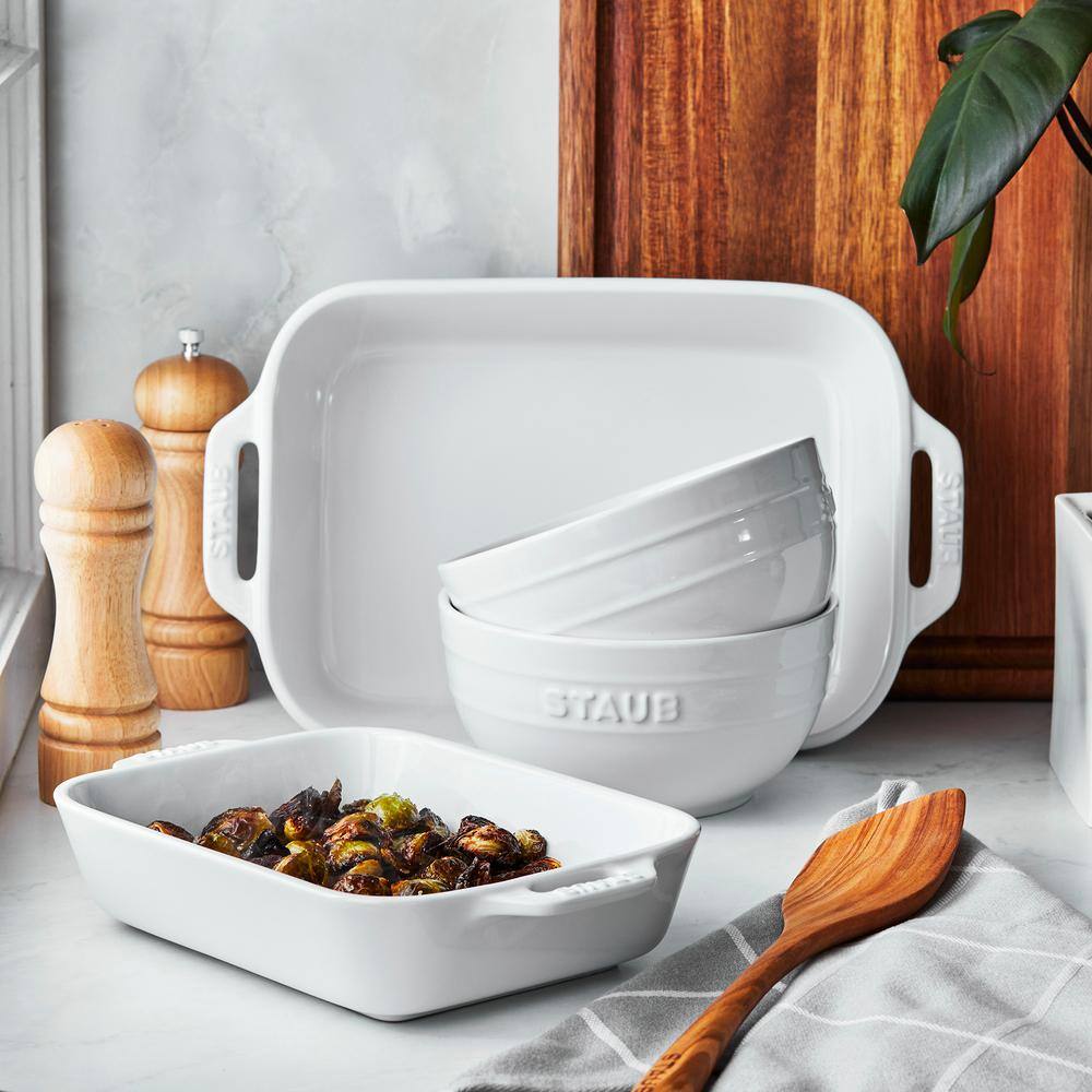 Staub Cherry Ceramic 4-Piece Baking and Bowl Set
