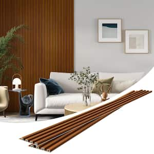 8-Pack 0.67 in. x 0.67 ft. x 8 ft. Acoustic Wood Slat Wall Panels Walnut Decorative Wall Paneling