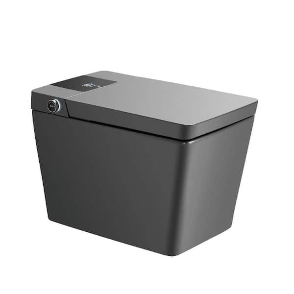 Tankless Square Smart Bidet Toilet 1.28 GPF in Matte Gray with Auto Open, Close, Flush, Heated, Air Dryer, Light