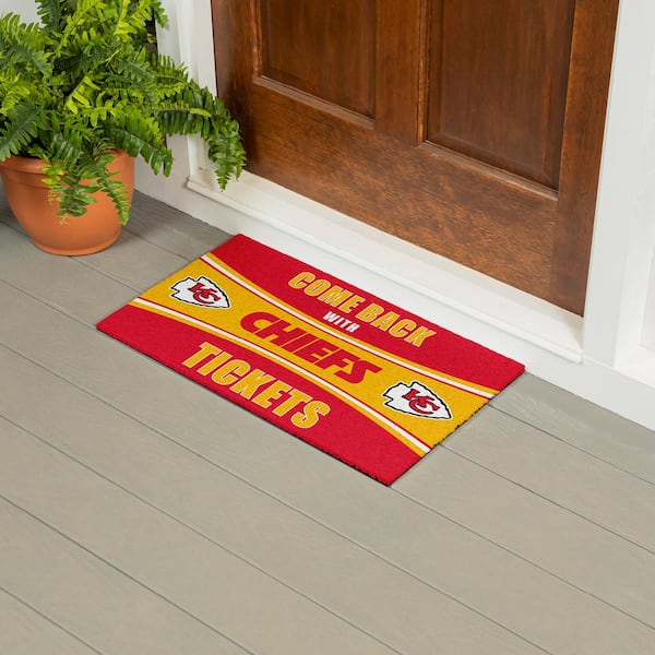 Evergreen Kansas City Chiefs 28 in. x 16 in. PVC "Come Back With Tickets" Trapper Door Mat
