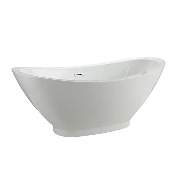 MTD Vanities Seal 69 in. Acrylic Flatbottom Non-Whirlpool Bathtub in White