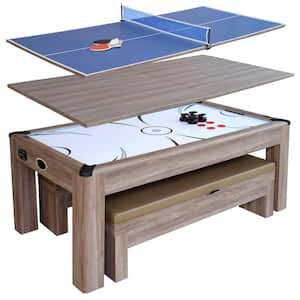 Driftwood 7 ft. Air Hockey Table Combo Set with Benches