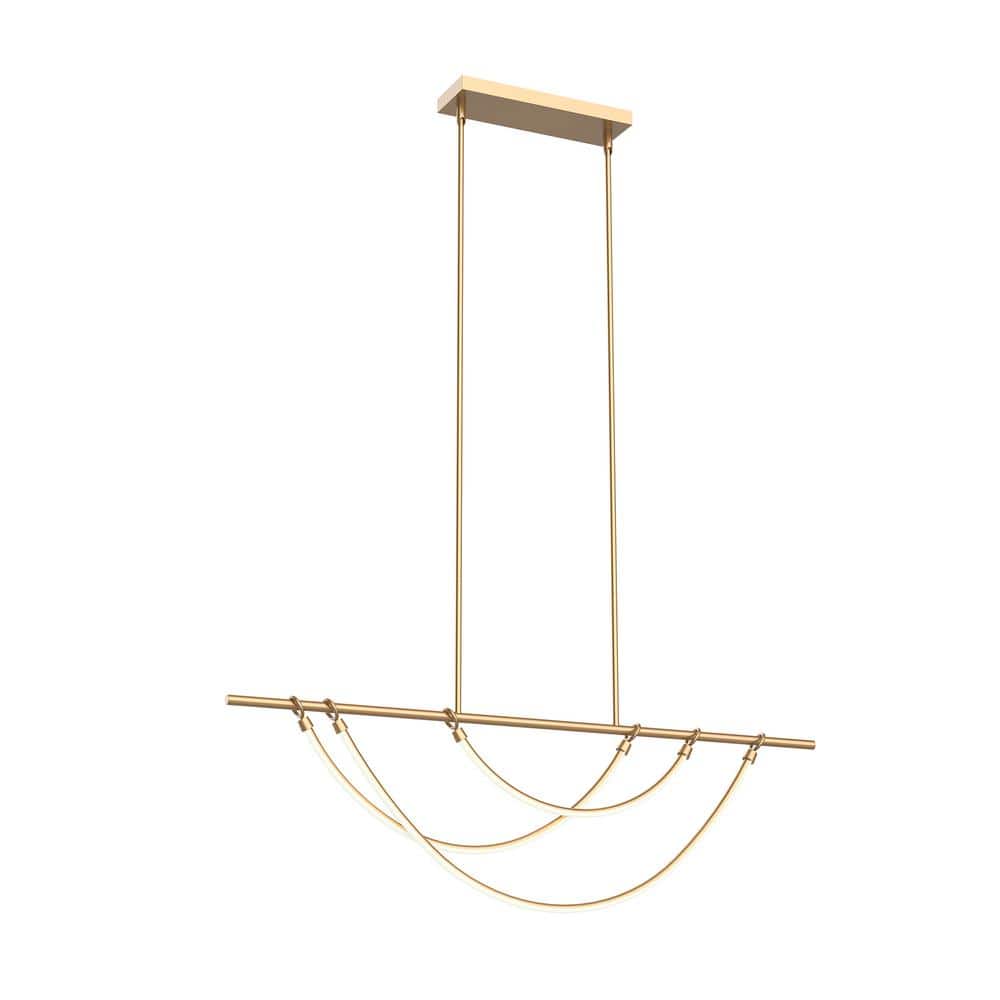 Aryas 48 in. 1 Light 36-Watt Vintage Brass Integrated LED Pendant Light