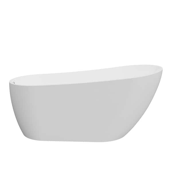A&E Lilyana 60 in. Acrylic Free-Standing Flatbottom Non-Whirlpool Bathtub in White