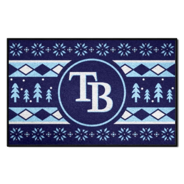 FANMATS Tampa Bay Rays Holiday Sweater Navy 1.5 ft. x 2.5 ft. Starter ...