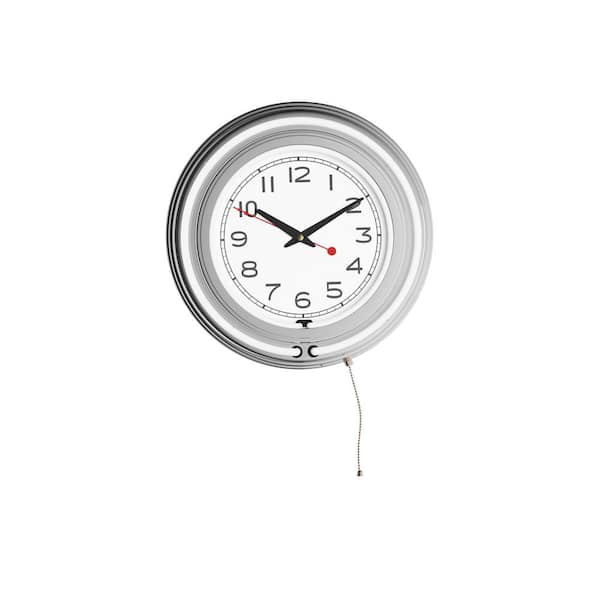 Trademark 3 in. D x 14 in. H White Double Ring Neon Wall Clock