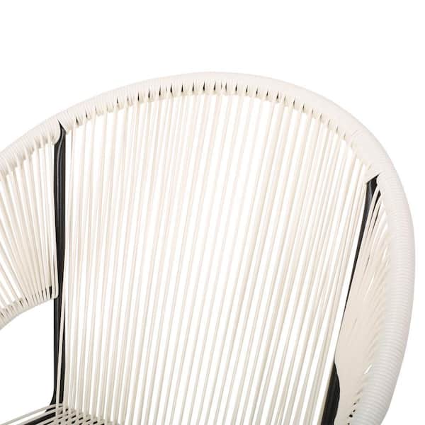 White Metal Rattan Outdoor Lounge Chairs, Patio Weave Club Chairs