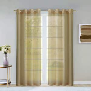 Coffee Extra Wide Grommet Sheer Curtain - 55 in. W x 84 in. L