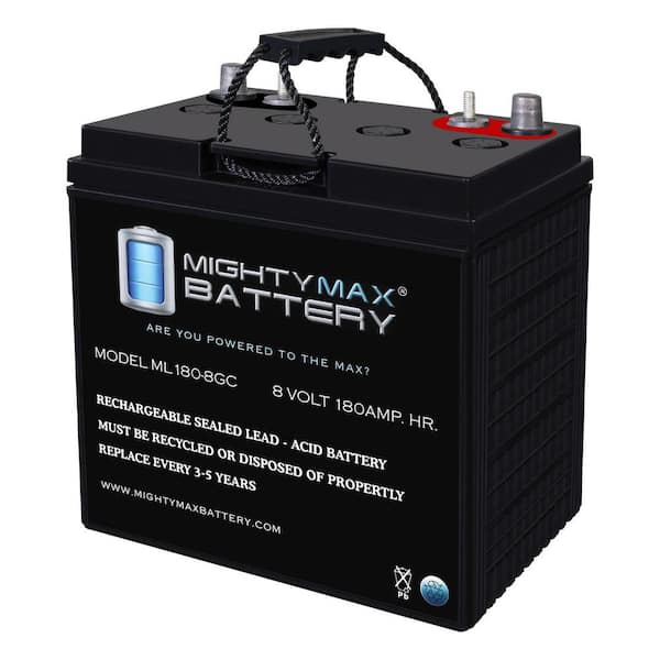 ML180-8GC - 8-Volt 180 AH, Dual Terminal, Rechargeable SLA AGM Battery For Golf Cart