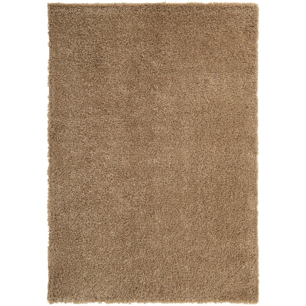 Reversible Blue and Brown Solid Shag Rectangular Rug
