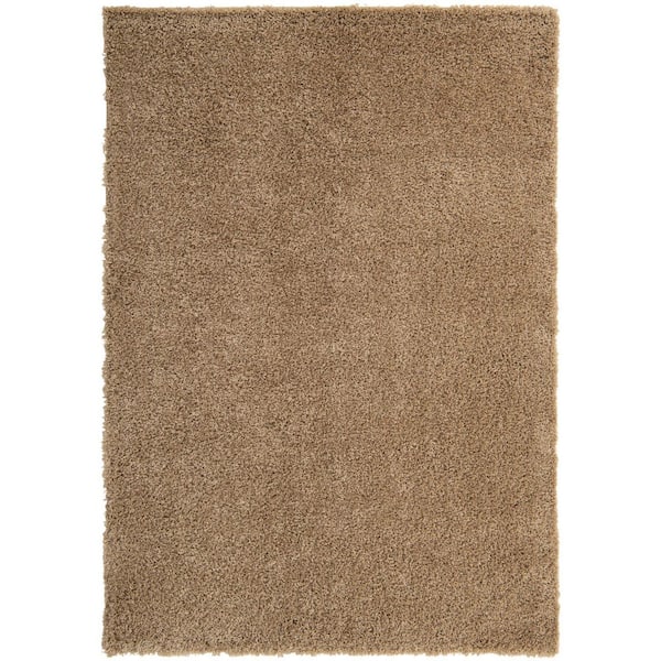 Unique Loom Solid Shag Taupe 7 ft. x 10 ft. Area Rug
