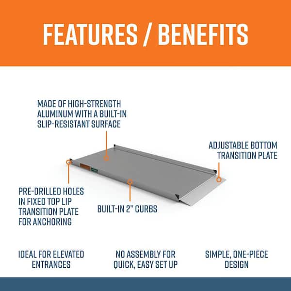 GATEWAY 3G 7 ft. Aluminum Solid Surface Wheelchair Ramp