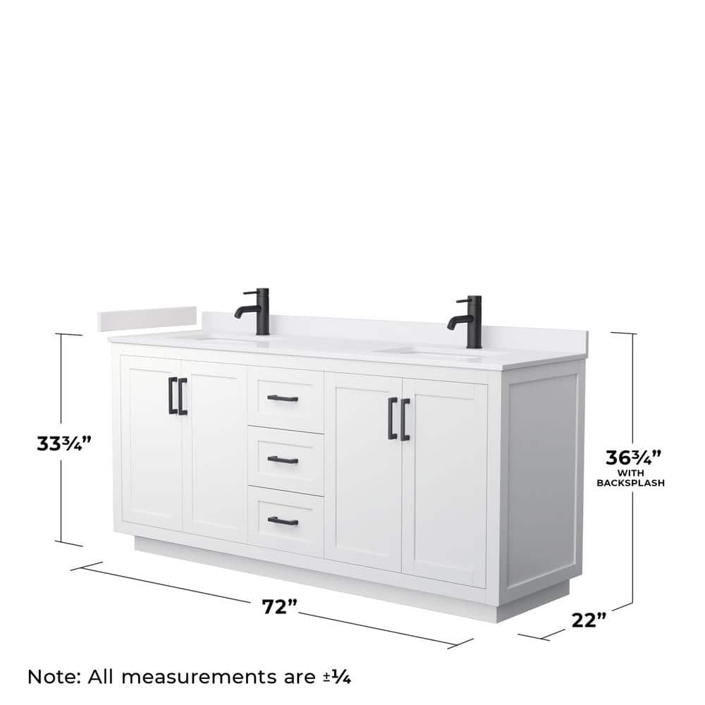 Miranda 72'' White Double Freestanding Bathroom Vanity with Cultured Marble Top