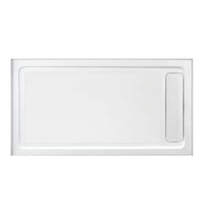 32 in. x 60 in. Single Threshold Shower Base with Side Hidden Drain in Glossy White
