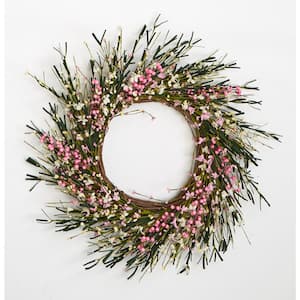 20 in. Artificial Small Flower and Berry Twig Wreath