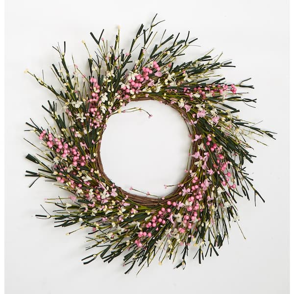 Worth Imports 20 in. Artificial Small Flower and Berry Twig Wreath