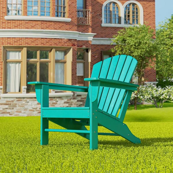 Mason Turquoise Poly Plastic Outdoor Patio Classic Adirondack Chair, Fire Pit Chair