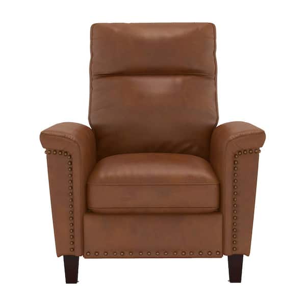 EVERGLADE HOME Aragon Brown Faux Leather Upholstered Push Back Reclining Chair