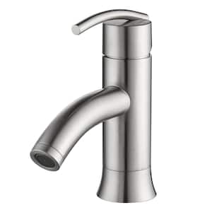 Kree Sweep Single-Handle Single Hole Bathroom Faucet Rust and Scratch Resist with Drain Assembly in Brushed Nickel