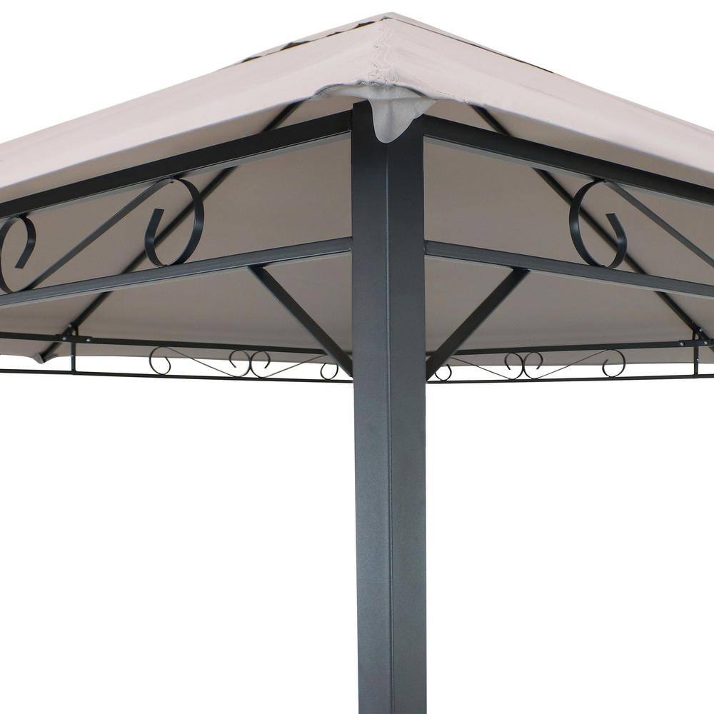 Gray 10' x 10' Steel Gazebo with Weather-Resistant Polyester Top