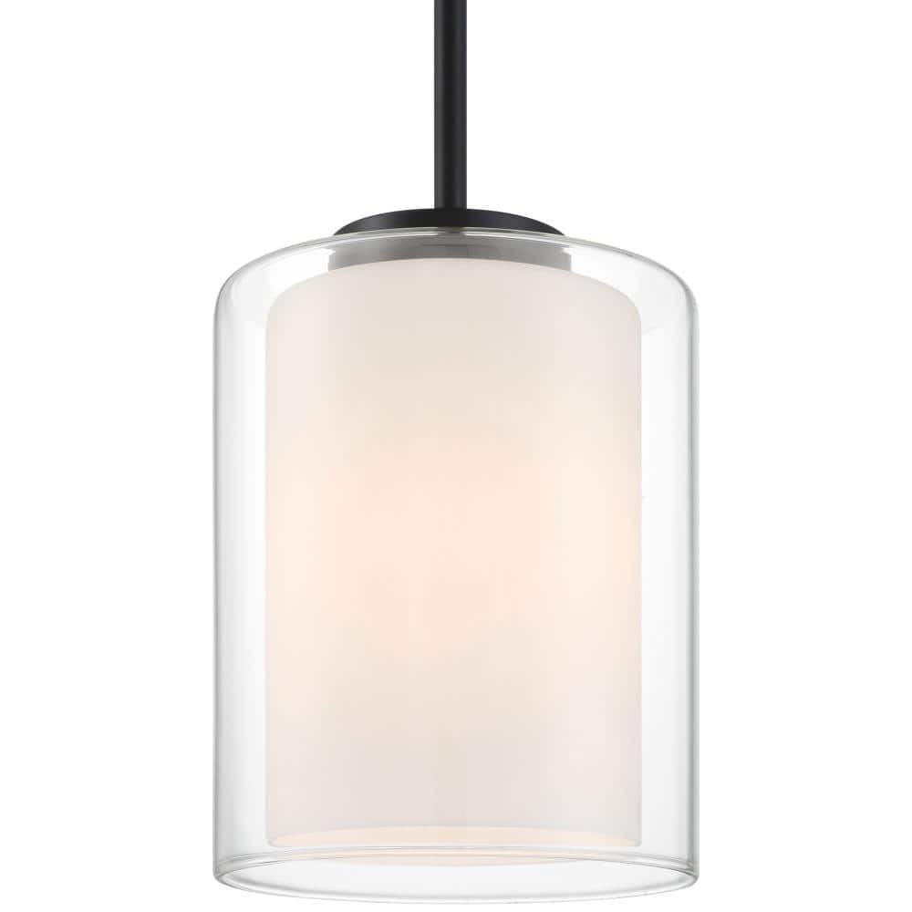 Seville 8.5" Matte Black Globe Pendant with Opal Diffuser