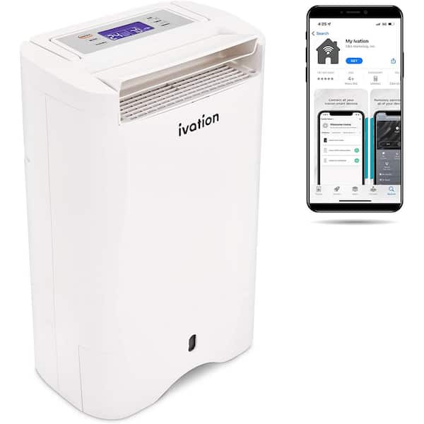 Ivation 19 Pint Wi-Fi Desiccant Dehumidifier w/Continuous Drain Hose and Smartphone Control