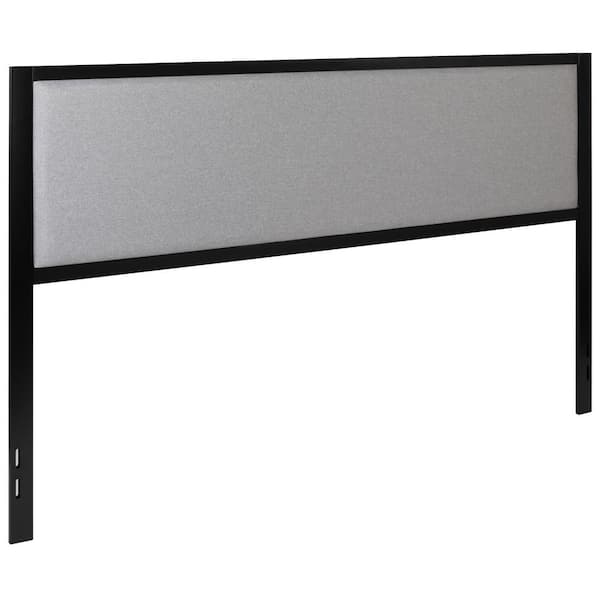 Carnegy Avenue Melbourne Metal Upholstered King Size Headboard in Light Gray Fabric